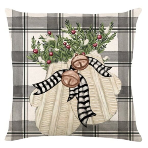 NEW SET OF 4 CHRISTMAS COTTON LINEN BLEND CHRISTMAS SEASONAL PILLOW COVERS 18" - Picture 3 of 8